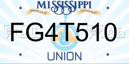 FG4T510 Mississippi License Plate