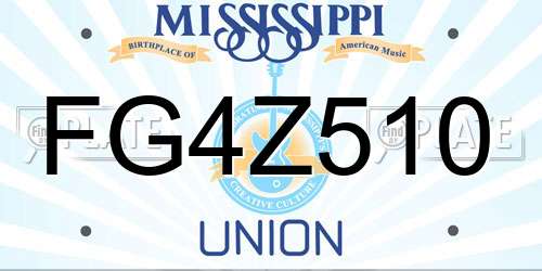 FG4Z510 Mississippi License Plate