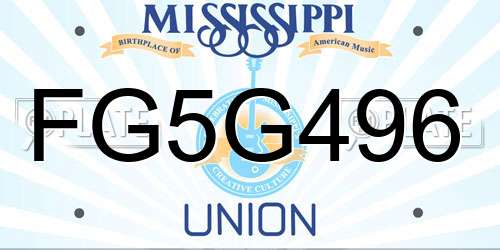 FG5G496 Mississippi License Plate