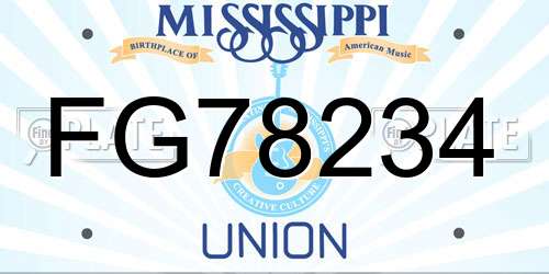 FG78234 Mississippi License Plate