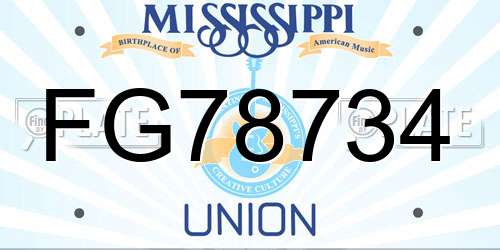 FG78734 Mississippi License Plate