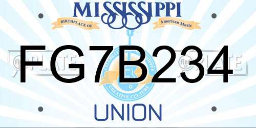 FG7B234 Mississippi License Plate