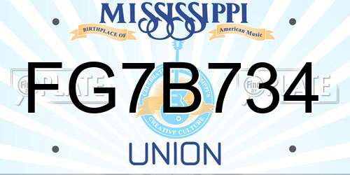 FG7B734 Mississippi License Plate