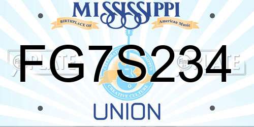 FG7S234 Mississippi License Plate