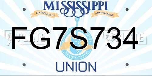 FG7S734 Mississippi License Plate