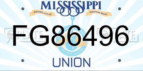FG86496 Mississippi License Plate