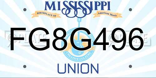 FG8G496 Mississippi License Plate