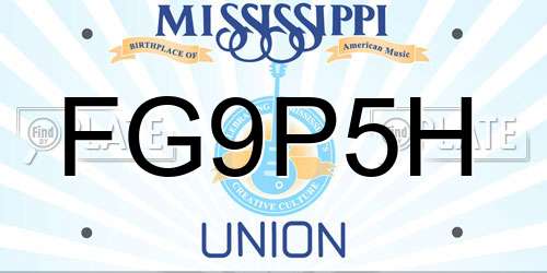 FG9P5H Mississippi License Plate