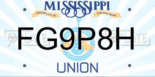 FG9P8H Mississippi License Plate