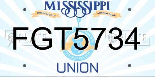 FGT5734 Mississippi License Plate