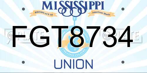 FGT8734 Mississippi License Plate