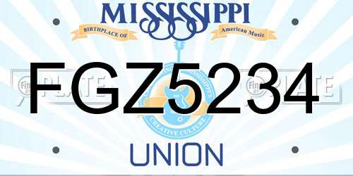 FGZ5234 Mississippi License Plate