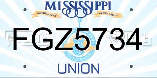 FGZ5734 Mississippi License Plate