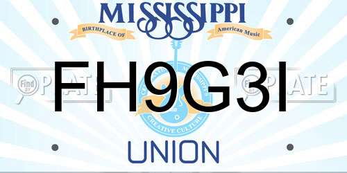 FH9G3I Mississippi License Plate