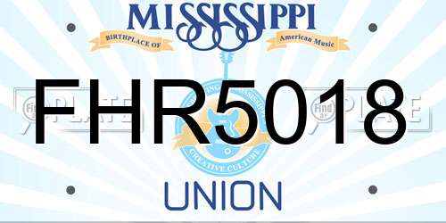 FHR5018 Mississippi License Plate