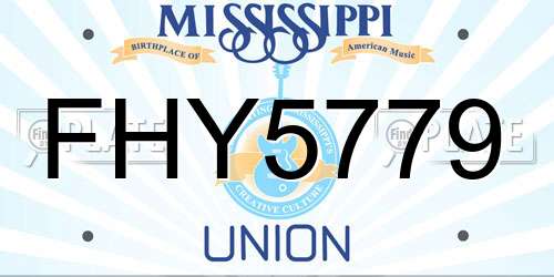 FHY5779 Mississippi License Plate