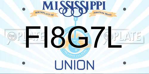 FI8G7L Mississippi License Plate
