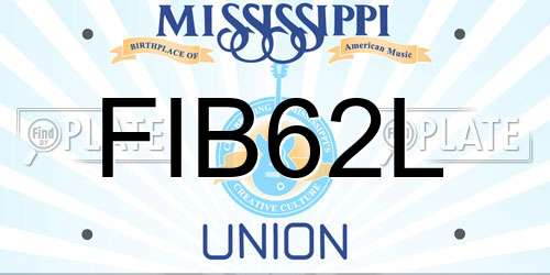 FIB62L Mississippi License Plate