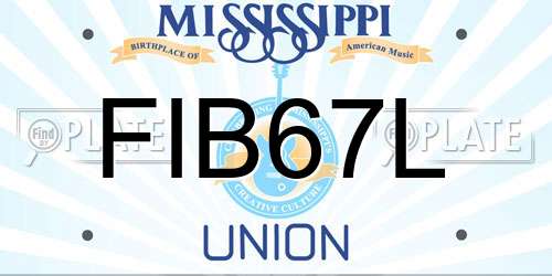 FIB67L Mississippi License Plate