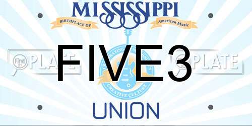 FIVE3 Mississippi License Plate