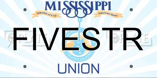 FIVESTR Mississippi License Plate