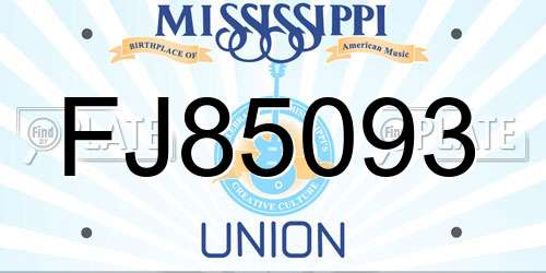 FJ85093 Mississippi License Plate