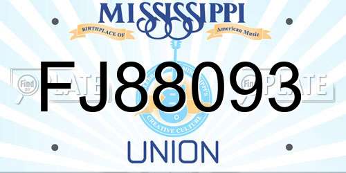 FJ88093 Mississippi License Plate