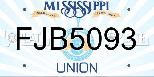 FJB5093 Mississippi License Plate