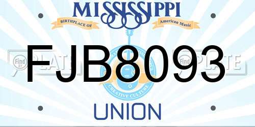 FJB8093 Mississippi License Plate