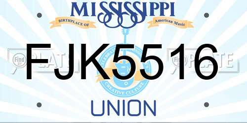FJK5516 Mississippi License Plate