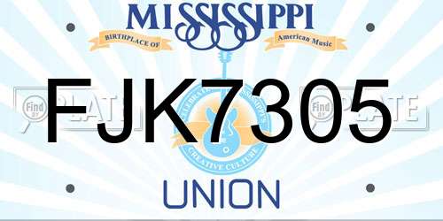 FJK7305 Mississippi License Plate