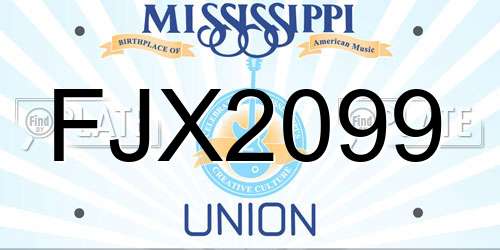 FJX2099 Mississippi License Plate
