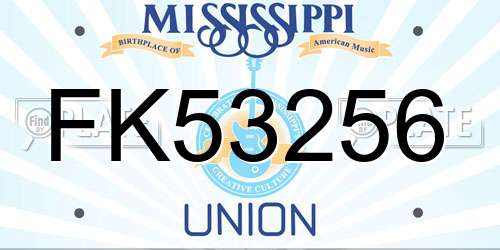 FK53256 Mississippi License Plate