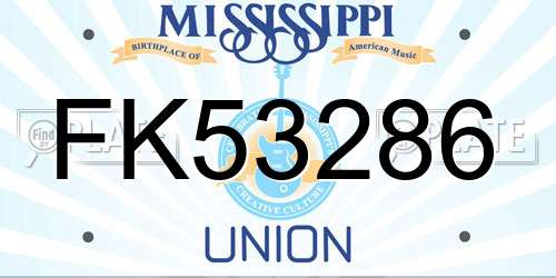 FK53286 Mississippi License Plate