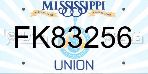 FK83256 Mississippi License Plate