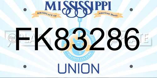 FK83286 Mississippi License Plate