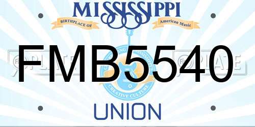 FMB5540 Mississippi License Plate