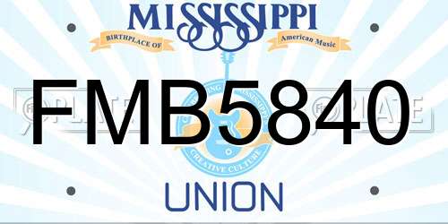 FMB5840 Mississippi License Plate