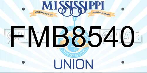 FMB8540 Mississippi License Plate