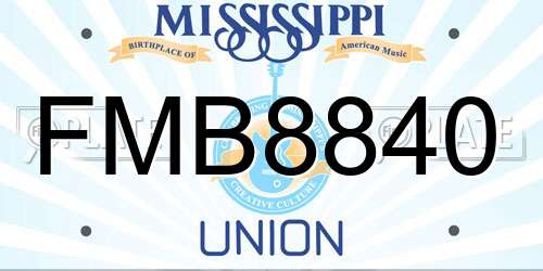 FMB8840 Mississippi License Plate