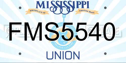 FMS5540 Mississippi License Plate