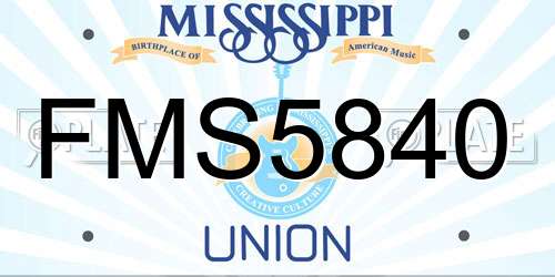FMS5840 Mississippi License Plate