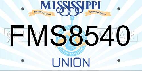 FMS8540 Mississippi License Plate