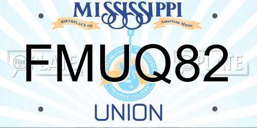FMUQ82 Mississippi License Plate