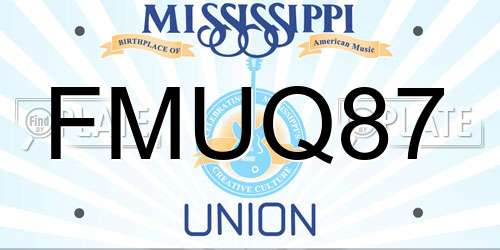 FMUQ87 Mississippi License Plate