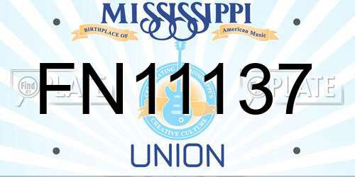 FN11137 Mississippi License Plate