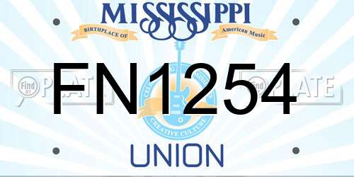 FN1254 Mississippi License Plate