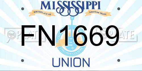 FN1669 Mississippi License Plate