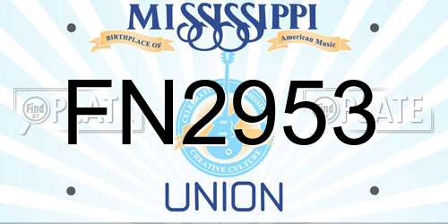 FN2953 Mississippi License Plate