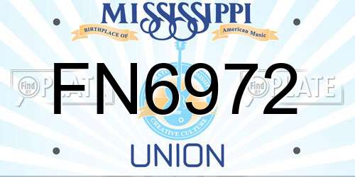 FN6972 Mississippi License Plate